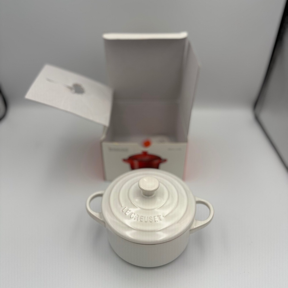 Le Creuset White Stoneware Mini Round Cocotte 12cm 8oz Casserole Dish NIB